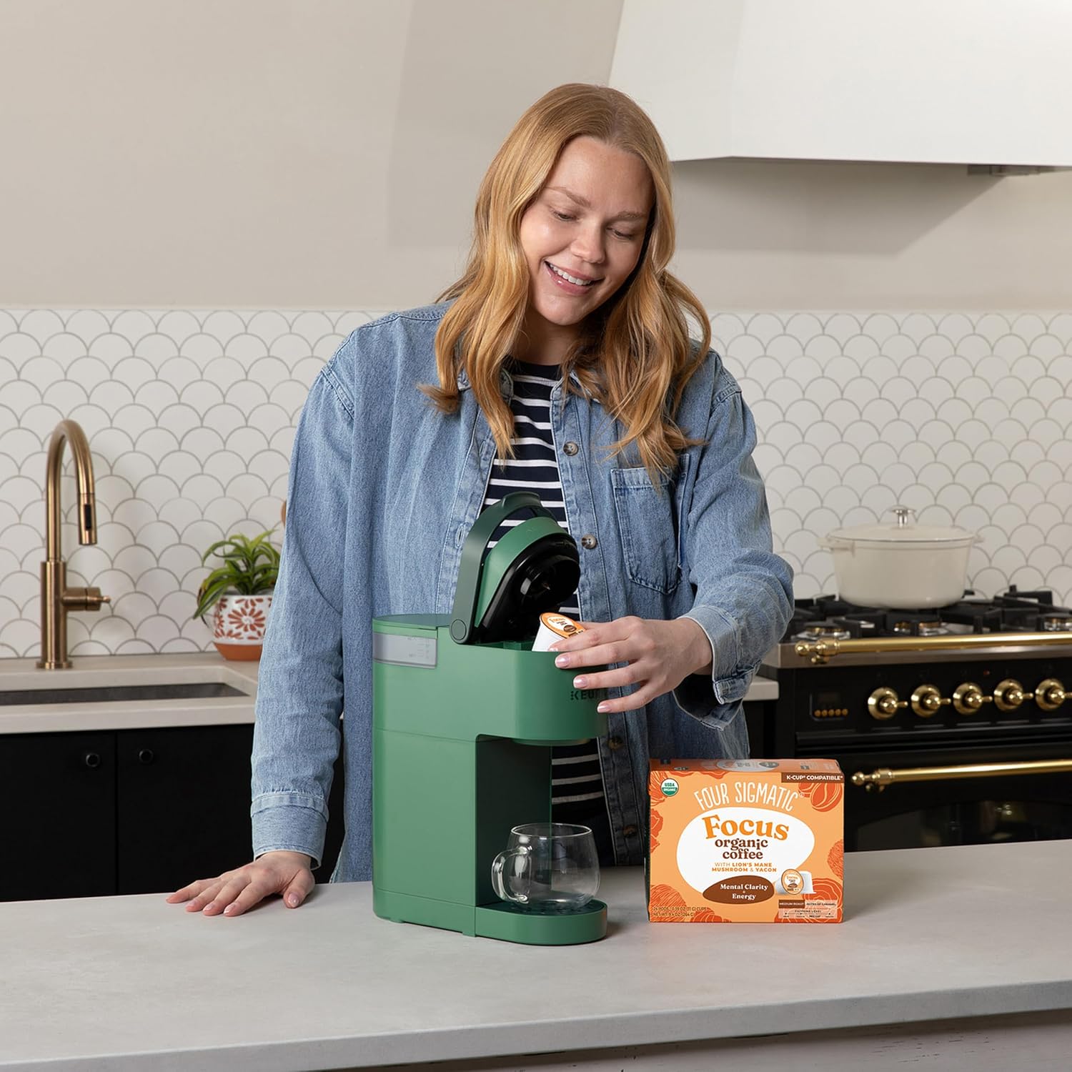 Four Sigmatic Mushroom Coffee K-Cups | Organic Dark Roast Coffee with Lion’s Mane Mushroom Powder & Yacon | Focus & Immune Support | Vegan & Keto