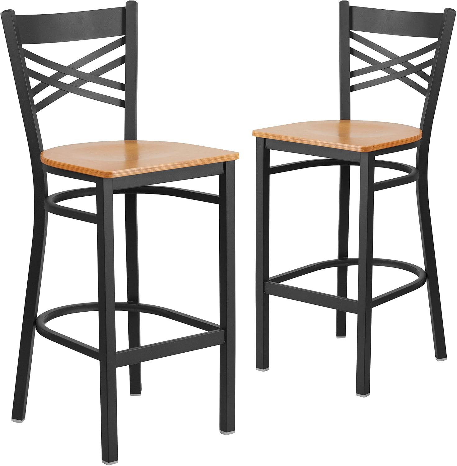 Flash Furniture Hercules Metal Restaurant Barstool, Black | X Back Style, Vinyl Upholstery, Durable Construction, Commercial Use