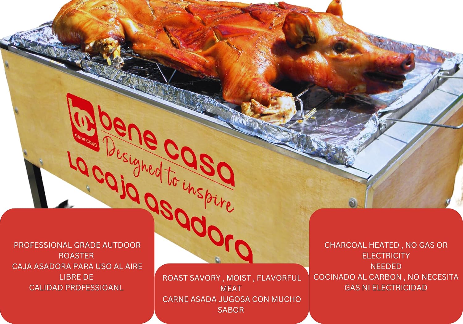 Bene Casa Caja Asadora Outdoor Roasting Box.This roasting Box can Hold Up to 100 Pounds of Meat.