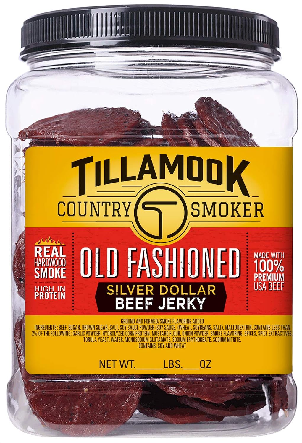 Tillamook Country Smoker Real Hardwood Smoked Silver Dollar Beef Jerky, Old Fashioned (13 Ounce) and Sausages, Teriyaki (15.2 Ounce Tall Jar