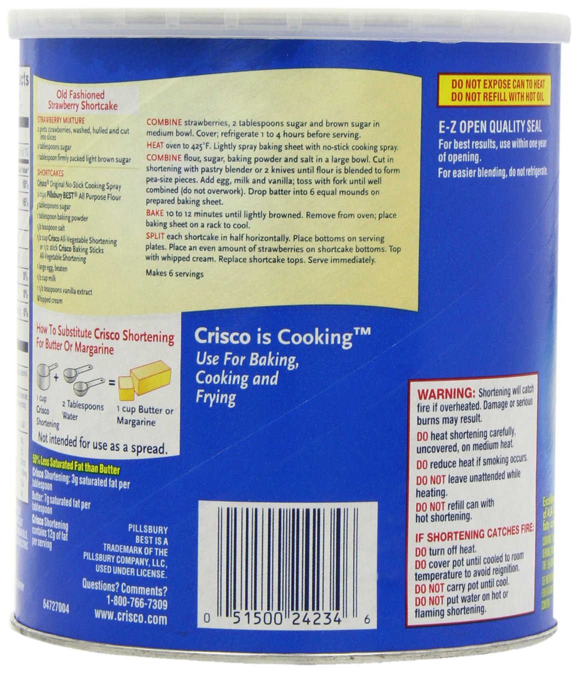 Crisco All Vegetable Shortening, 48 Ounce (Pack of 4)