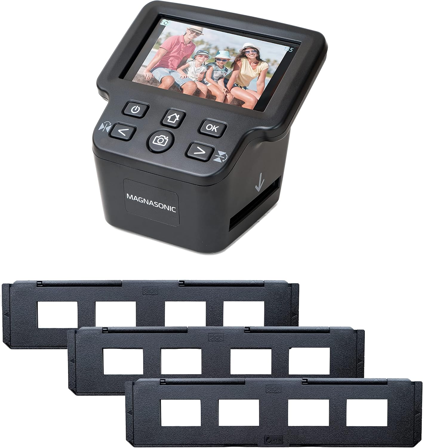 Magnasonic All-in-One 24MP Film Scanner with Large 5" Display & HDMI, Converts 35mm/126/110/Super 8 Film & 135/126/110 Slides into Digital Photos