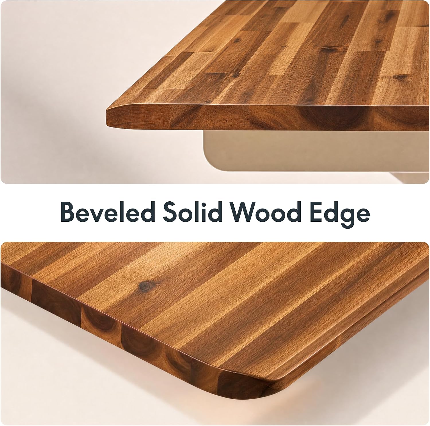 FLEXISPOT Acacia Solid Wood 55"x28" Butcher Block Desktop, Walnut | Acacia Solid Wood, Thick Beveled Edge, For Standing Desk, Office Table, Workbench, DIY Furniture Projects