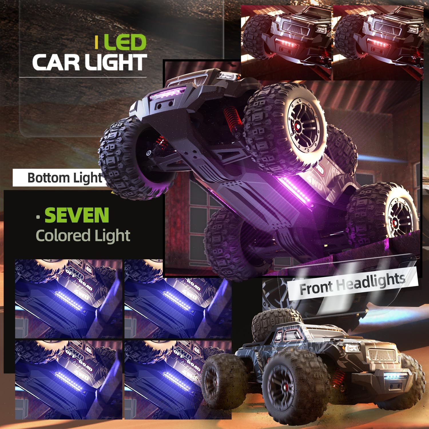 【Modular battery】All Terrain 2.4GHz 1/16 RTR Brushless Fast RC Cars, Max 42mph Electric Off-Road RC Truck