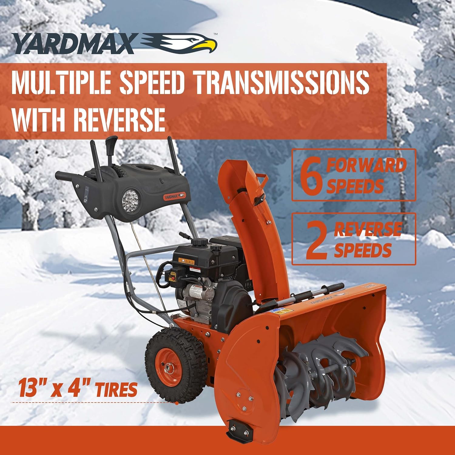 YARDMAX YB6770 26 in. 212 cc Two-Stage Self-propelled Gas Snow Blower with Push-Button Electric Start and Headlight