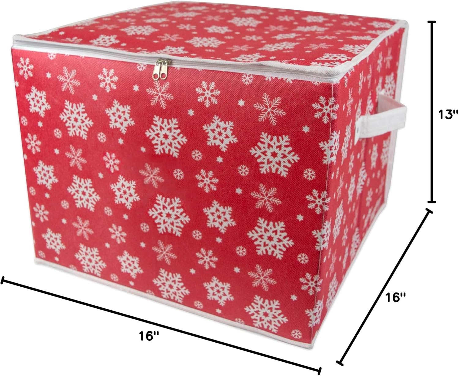 DII Christmas Storage Containers Collection Zippered with Dividers, Ornament; Large, 16x16x13, Snowflakes