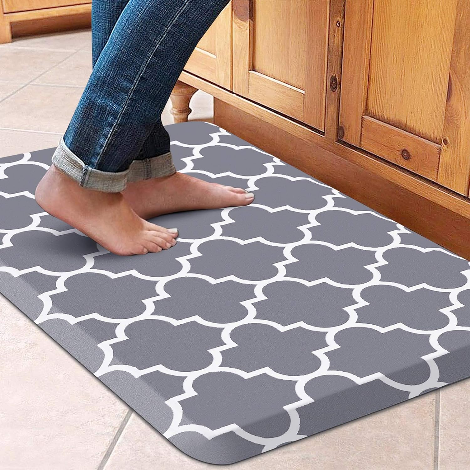 WISELIFE Kitchen Mats and Rugs Cushioned Anti-Fatigue, 17.3"x 60", Grey