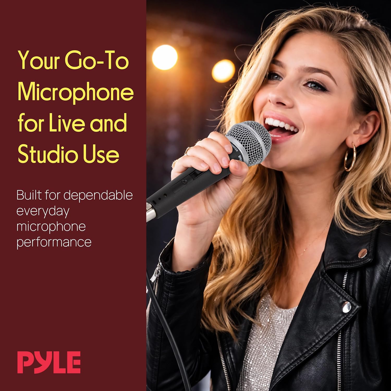 Pyle Professional Dynamic Vocal Microphone - Moving Coil Dynamic Cardioid Unidirectional Handheld Microphone with ON/OFF Switch Includes 15ft XLR