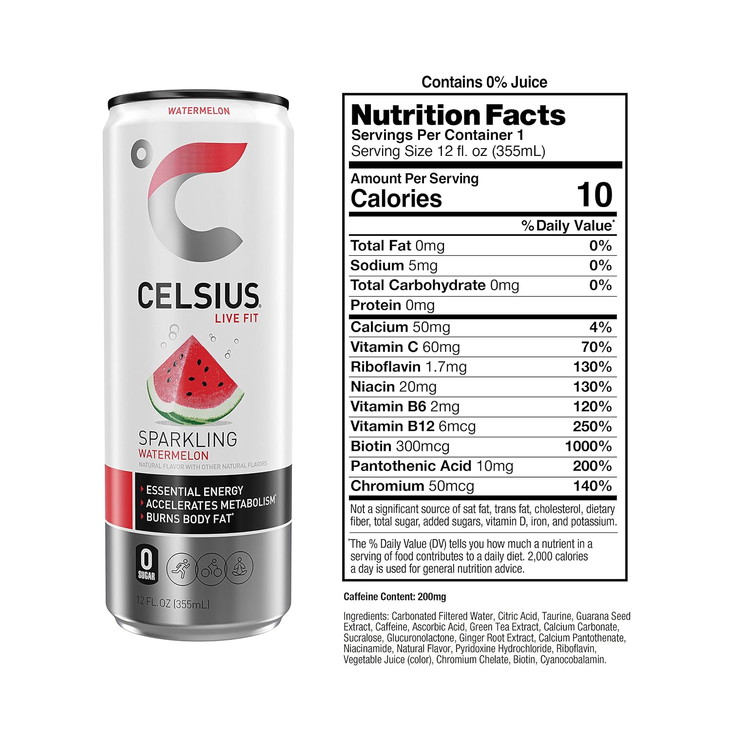 CELSIUS Sparkling Orange, Sugar Free Energy Drink, 12 Fl Oz (Pack of 4)