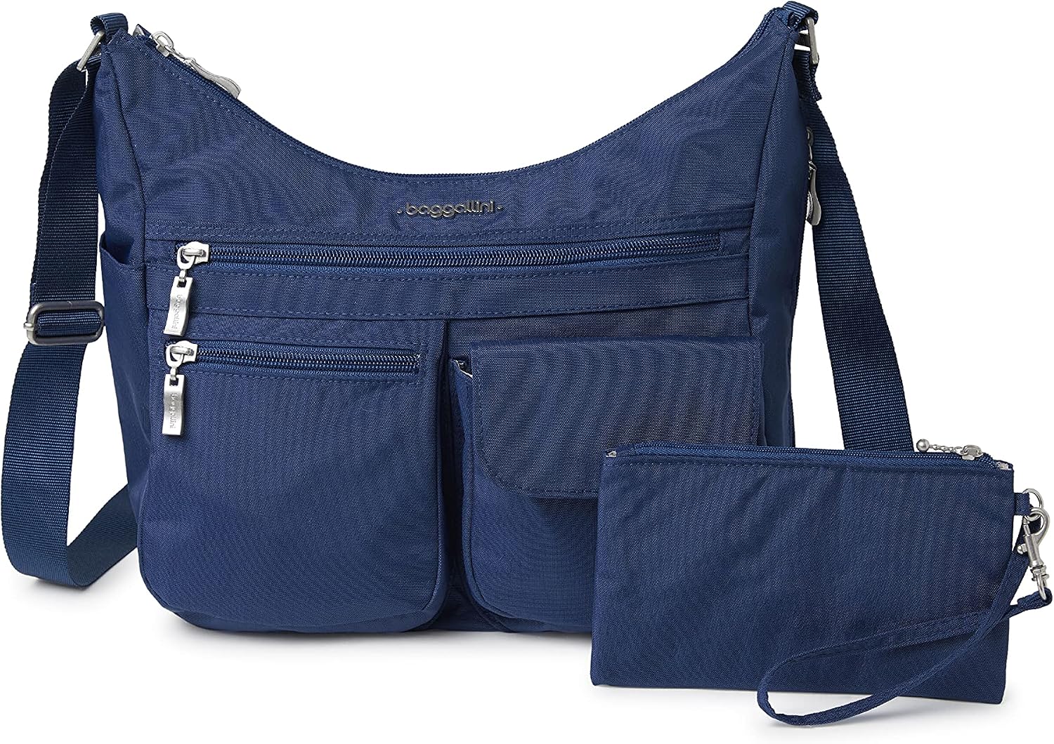 Baggallini womens Everywhere Bagg Crossbody Women 11x9 Lightweight Nylon Hobo Water-resistant Travel Bag W/Rfid