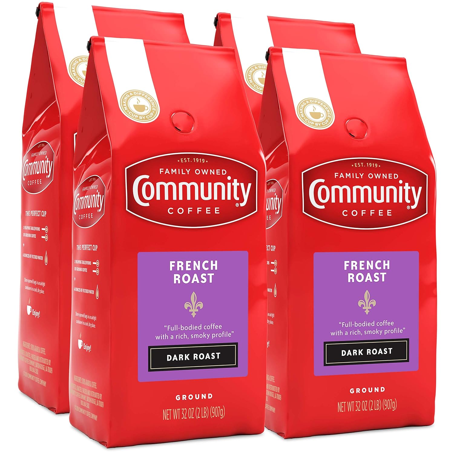 Community Coffee French Roast, Ground Coffee, Extra Dark Roast, 12 Ounce Bag (Pack of 1)