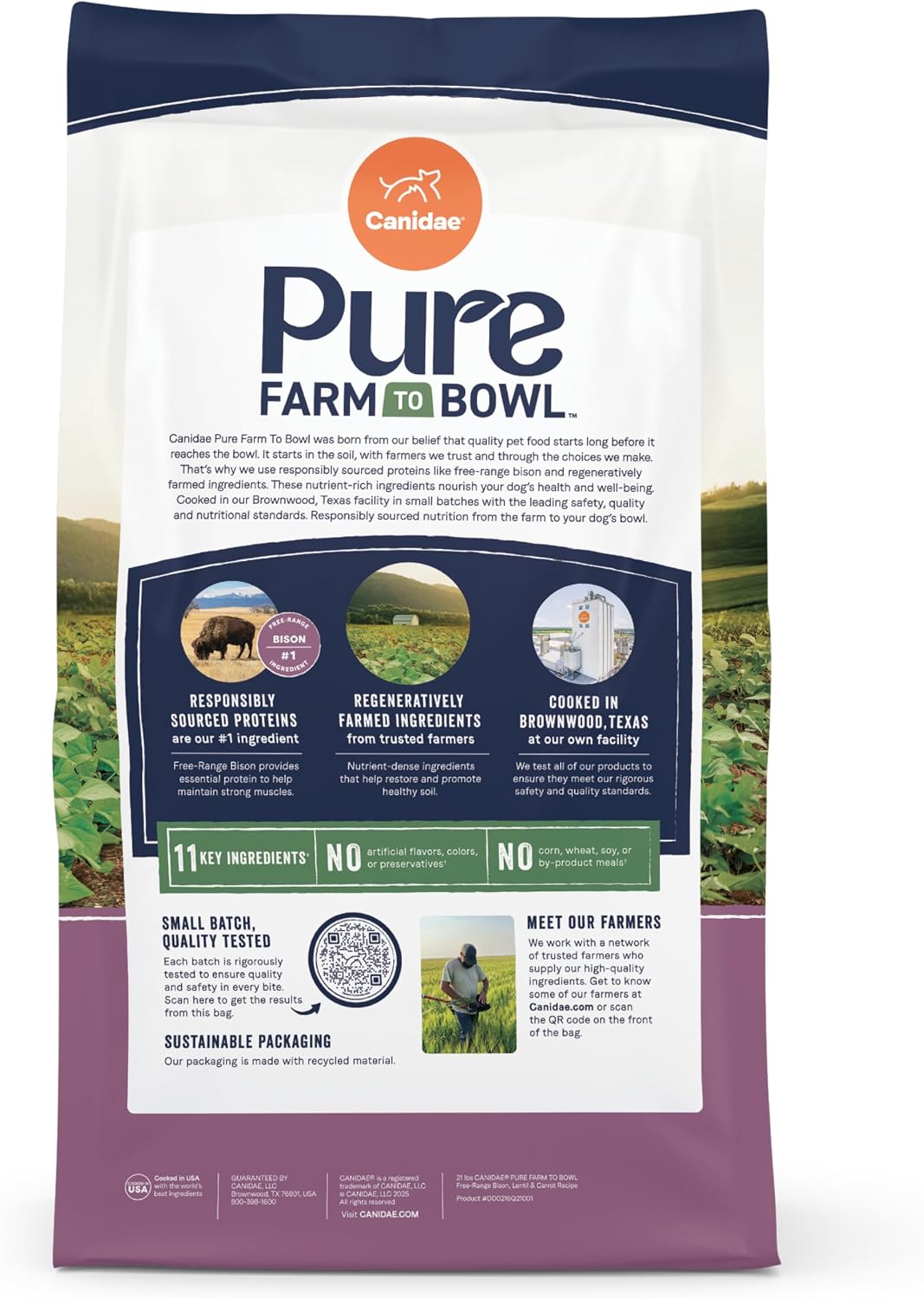 Canidae Pure Farm to Bowl Dry Dog Food - Balanced Nutrition for Adult Dogs - Limited Ingredient Formula - Grain, Wheat & Soy-Free - 22 lb - Wild-Caught Salmon & Sweet Potato Recipe