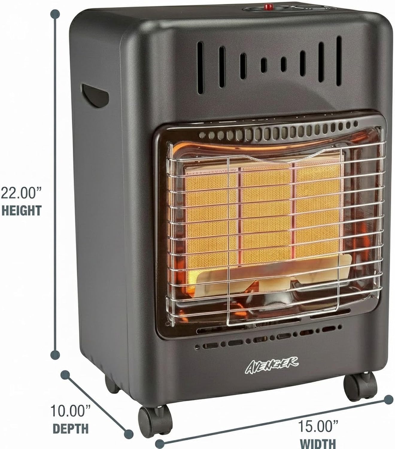 Avenger Portable Outdoor Propane Cabinet Heater – 18,000 BTU Radiant Gas Heater with Tip-Over & ODS Safety Shut-Off - Model # 22BF-A00