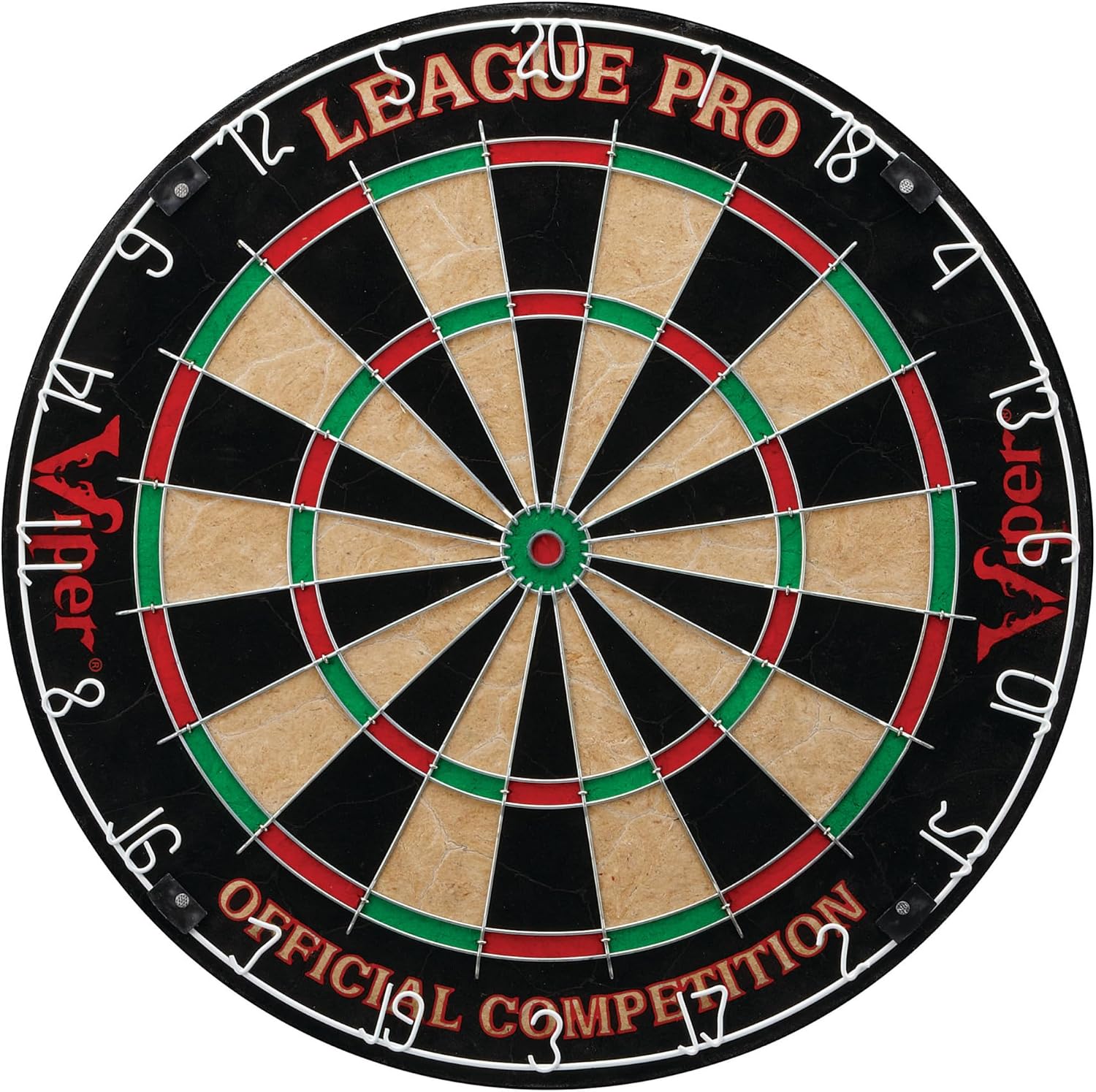 Viper League Pro Regulation Bristle Steel Tip Dartboard Starter Set with Staple-Free Bullseye, Radial Spider Wire