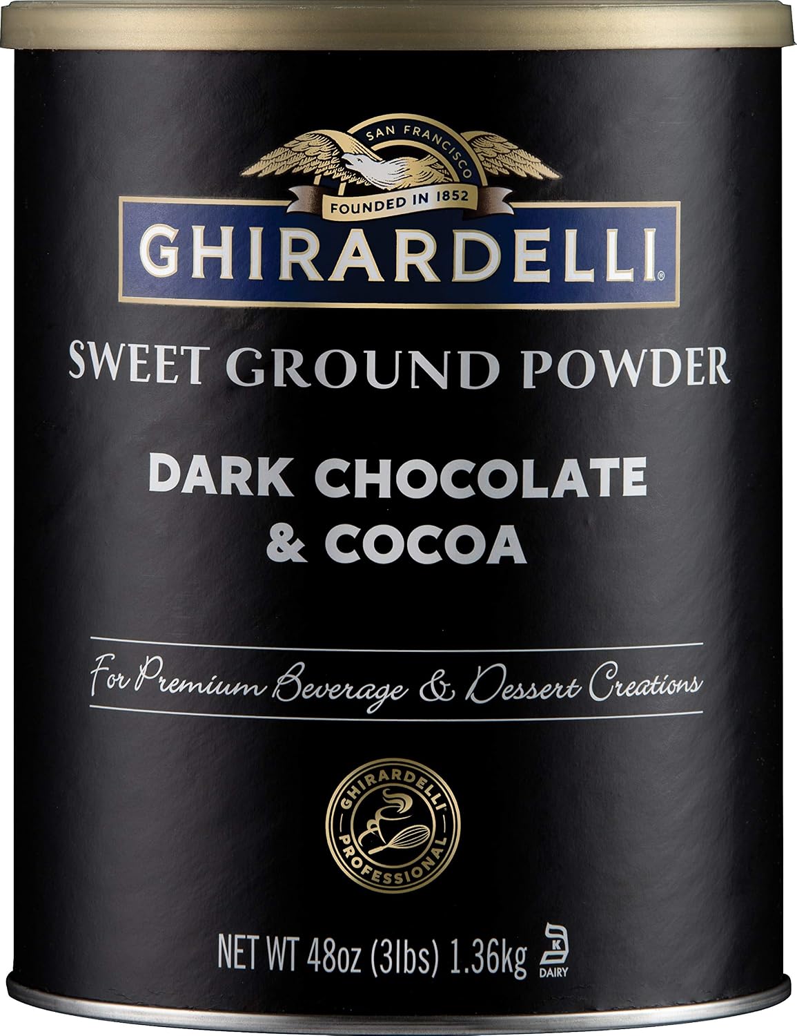 Ghirardelli Dark Chocolate & Cocoa Sweet Ground Powder, 3 lb Can