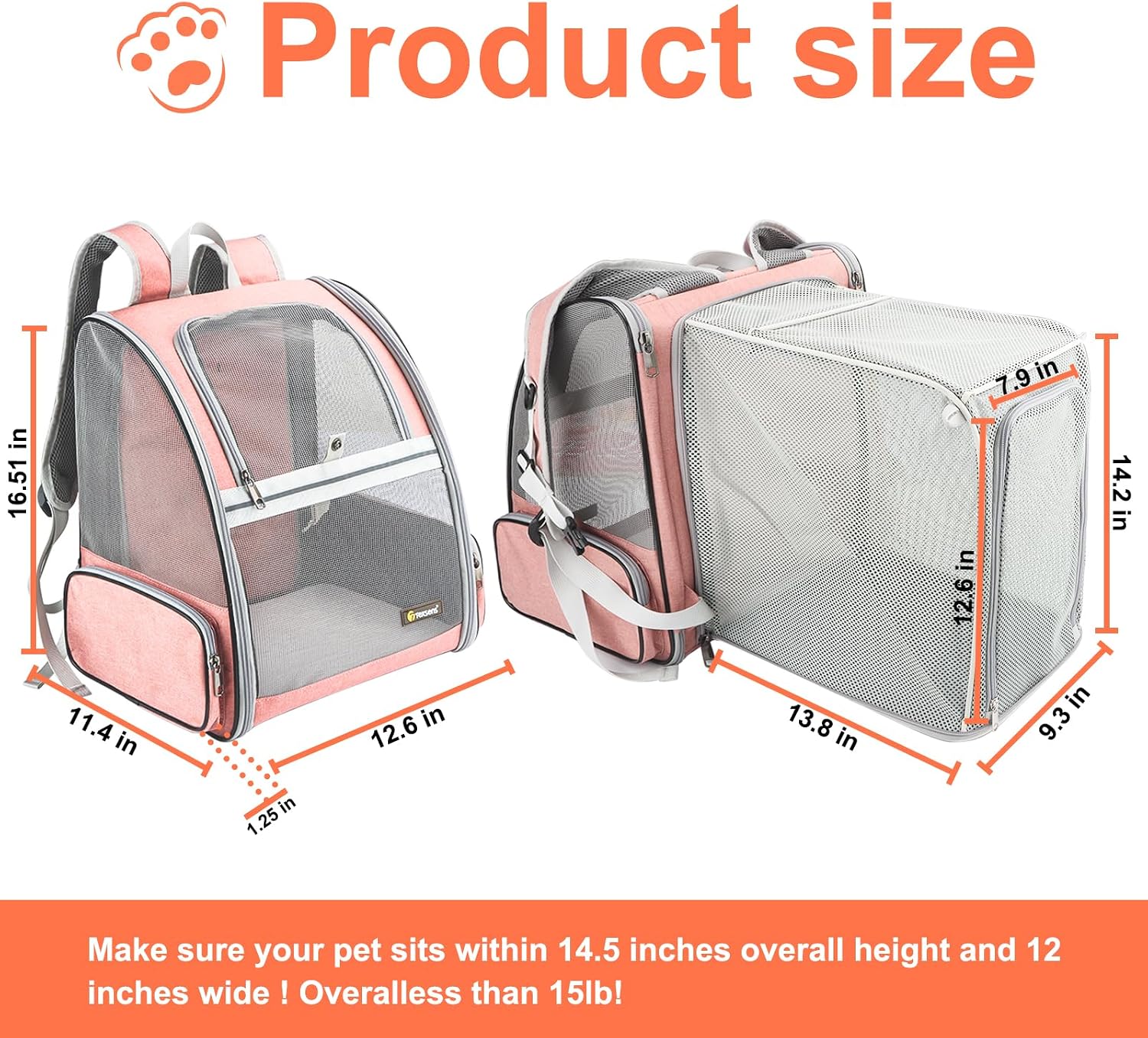 Texsens Innovative Traveler Bubble Backpack Pet Carriers for Cats and Dogs