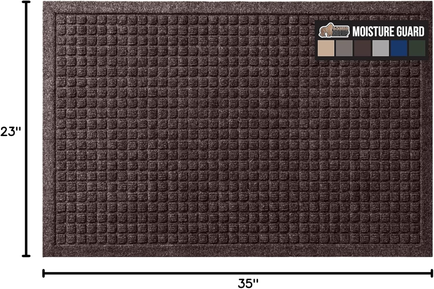 GORILLA GRIP® HydroABSORB Door Mat for Indoor Outdoor Use, 29x17 Black