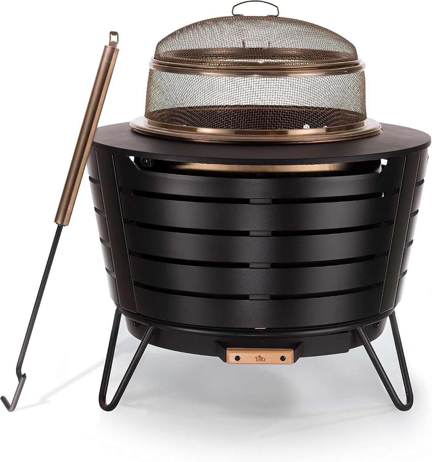 TIKI Patio Smokeless Fire Pit, 25 in Wood Burning Fire Pit with Cover