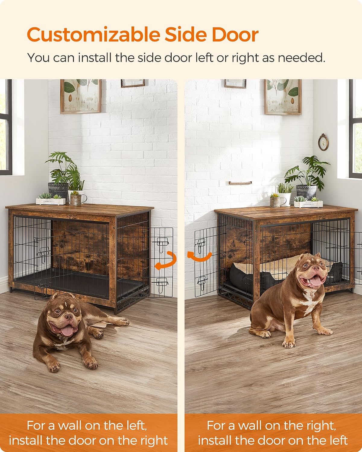 Feandrea 27.2" Dog Crate Furniture, Indoor Dog Kennel Side End Table