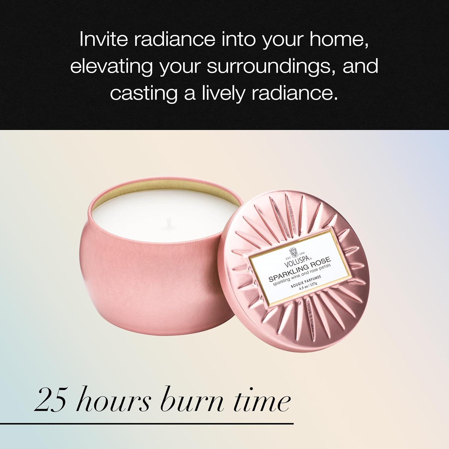 Voluspa Bourbon Vanille, Mini Tin Candle, 4 oz, 25 Hour Burn Time, Coconut Wax for Clean Burning, Handcrafted in the USA