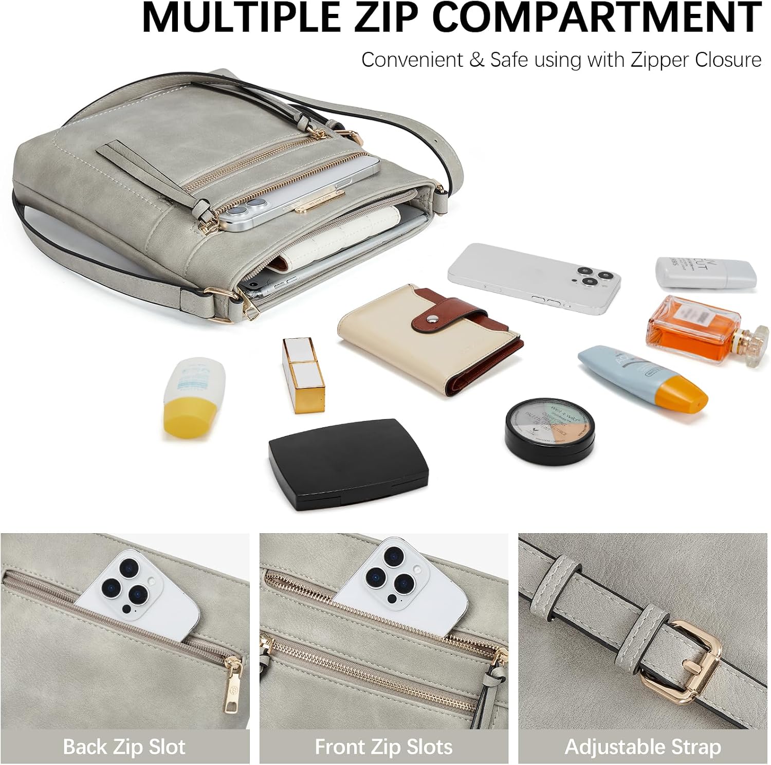 BOSTANTEN Crossbody Purses for Women Medium Shoulder Bag Quilted Handbags with Zipper Pocket