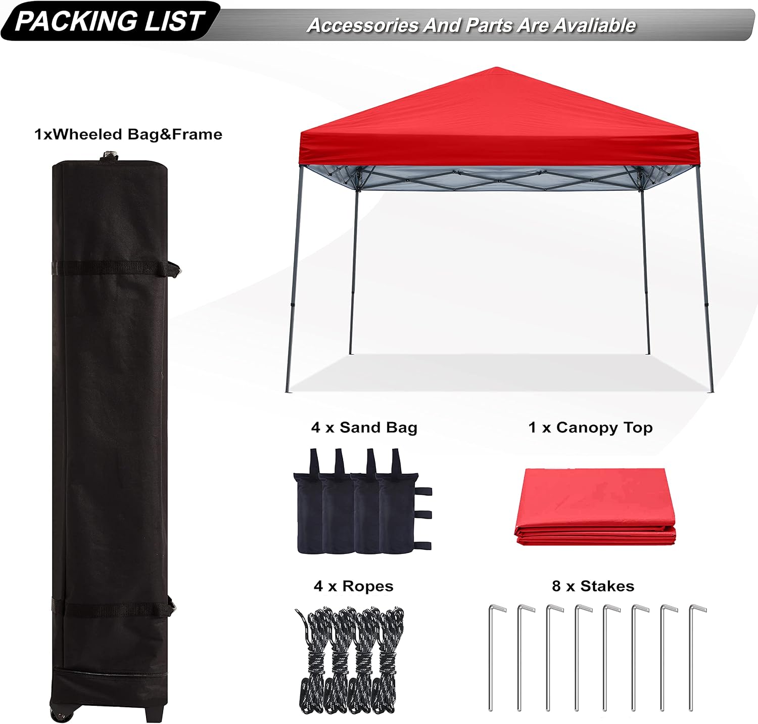 ABCCANOPY 11x11 Pop Up Canopy Tent, Stable Slant Leg Outdoor Shade, Black