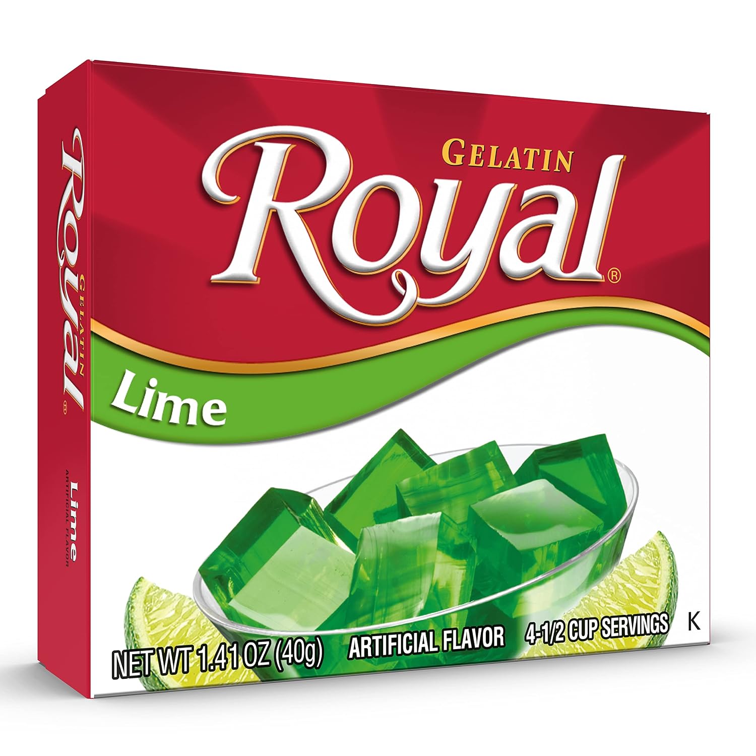Royal Gelatin, Fat Free Dessert Mix, Lime (12 - 1.4 Ounce Boxes) (Pack of 12)