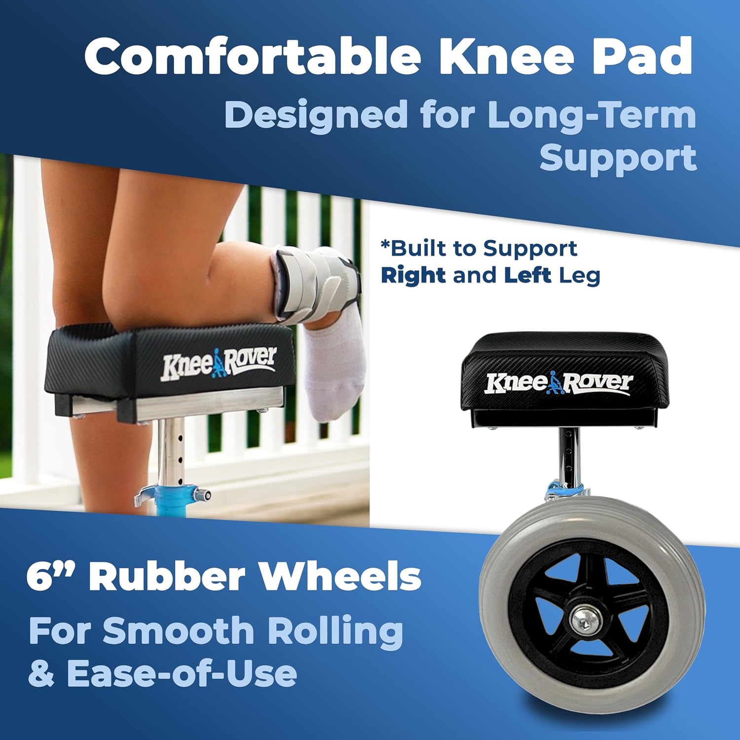 KneeRover Kids Knee Walker, Light Blue - Child Knee Scooter, for Small Adults, Foot Surgery & Broken Foot, Ankle Injuries