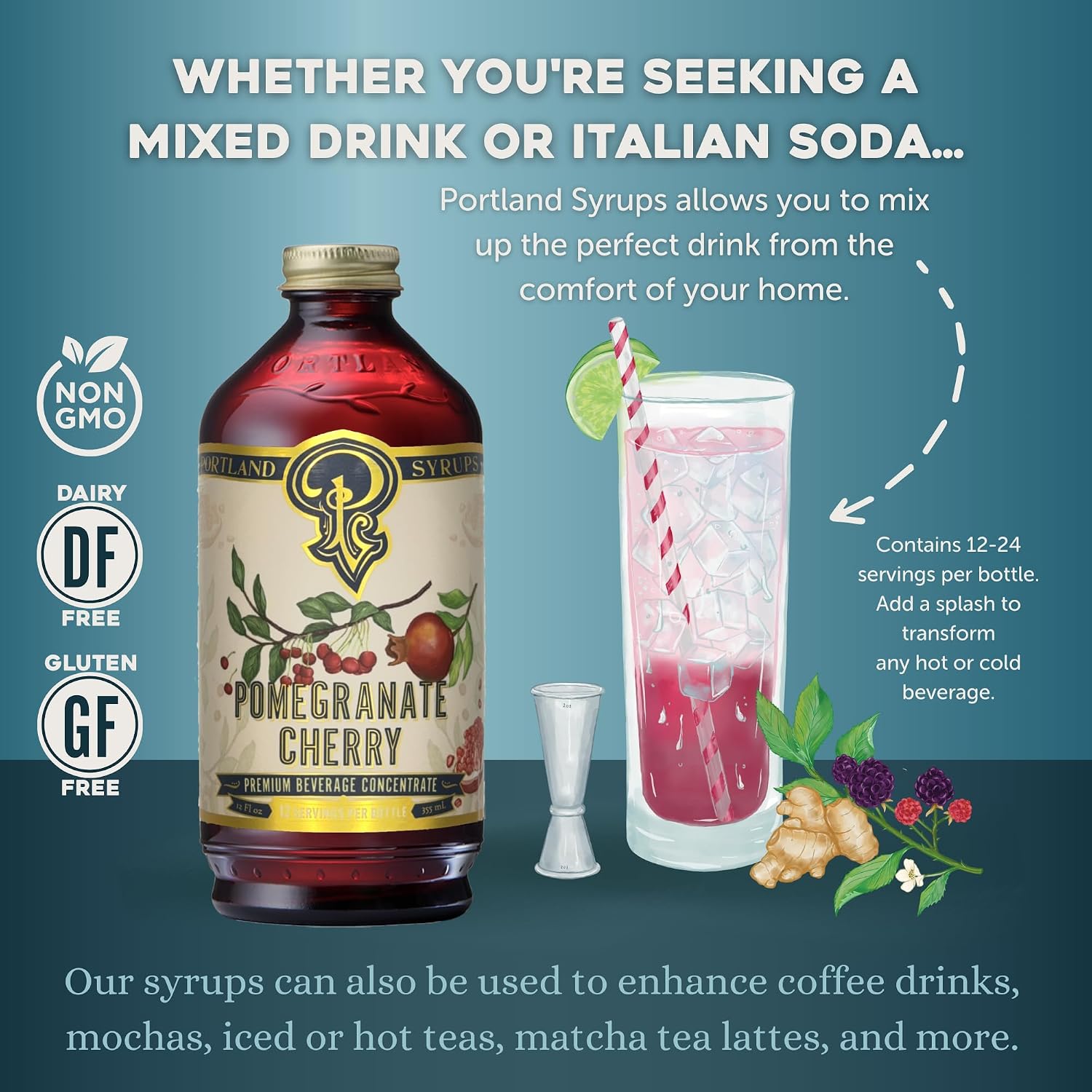Portland Syrups Marionberry Syrup for Cocktails, 12 oz, 12 Servings