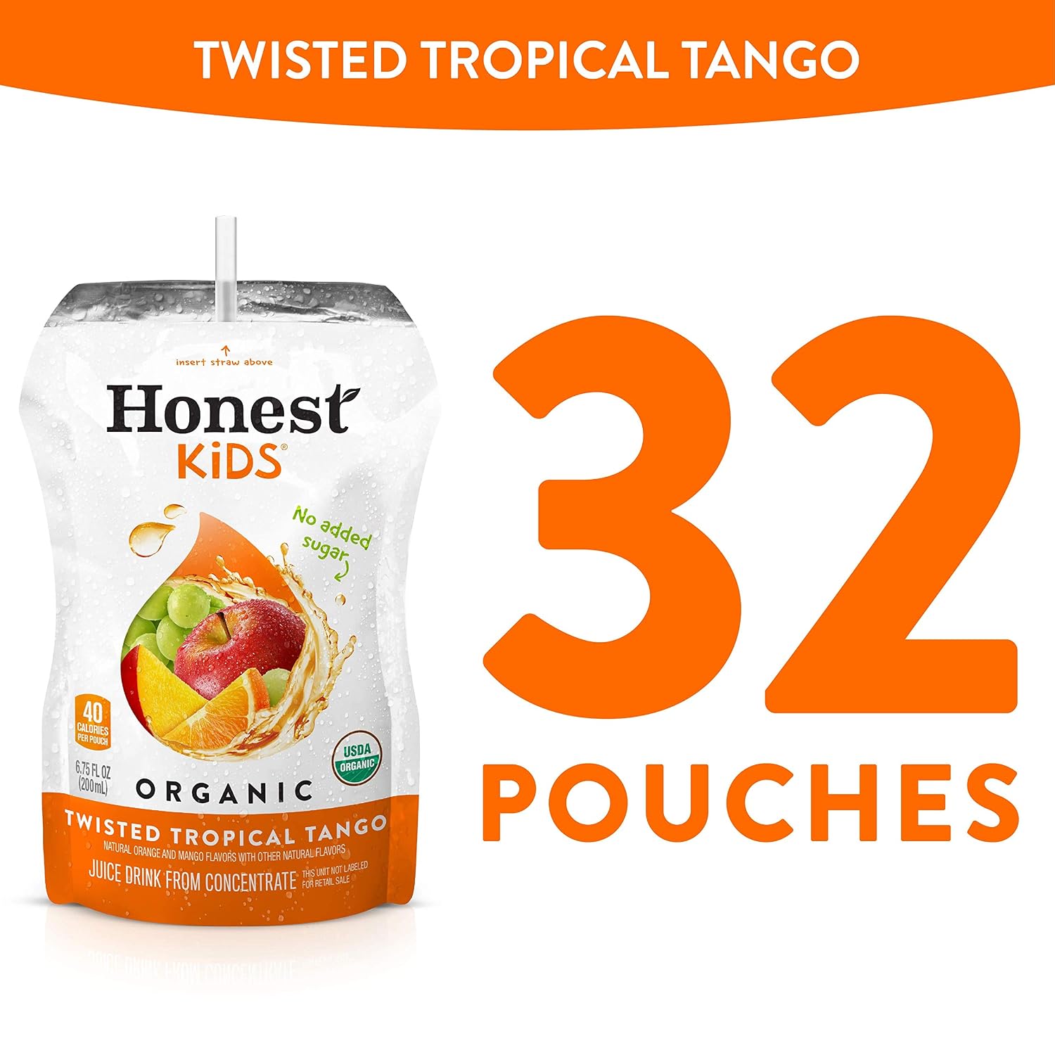 Honest Kids Appley Ever After, Organic Juice Drink, 6 Fl oz Juice Boxes, Pack Of 40, Apple