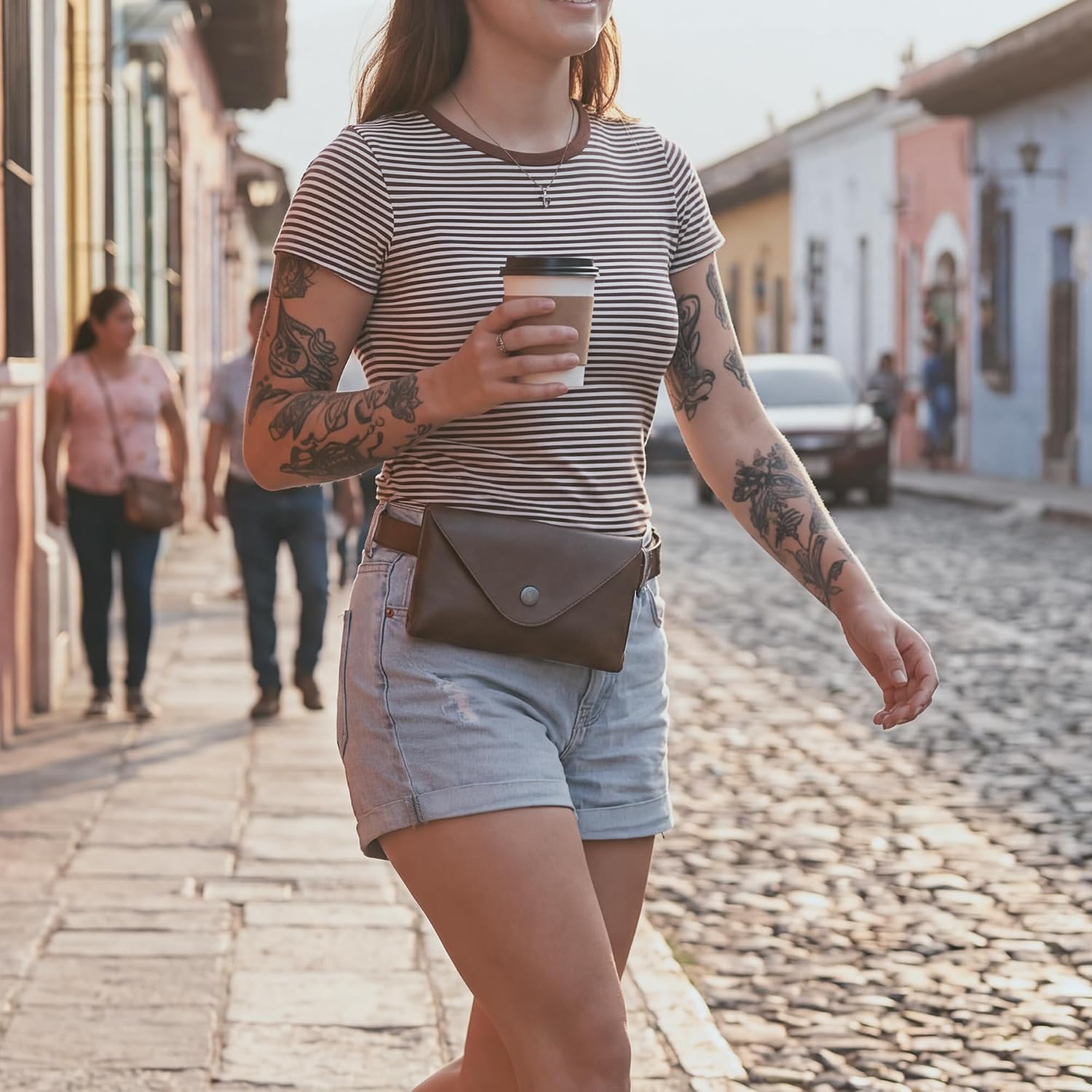 Hide & Drink, Waist Pouch, Fanny Pack, Medieval Bag, Vintage Purse, Phone Holder Cable Case, Easy Travel for Digital Nomads, Full Grain Leather