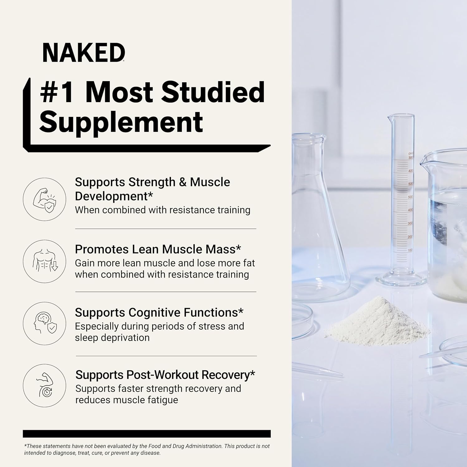 NAKED Pure Micronized Creatine Monohydrate – 200 Servings, 1,000g Bulk – NSF Certified, Vegan, Non-GMO, Gluten & Soy Free - Muscle Building, Strength Training, Gym & Fitness Supplement