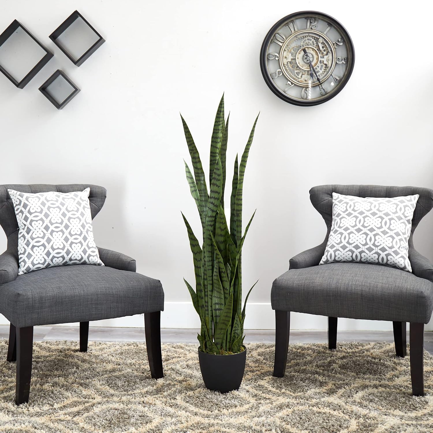 Nearly Natural 48 in Artificial Sansevieria Snake Plant with Pot