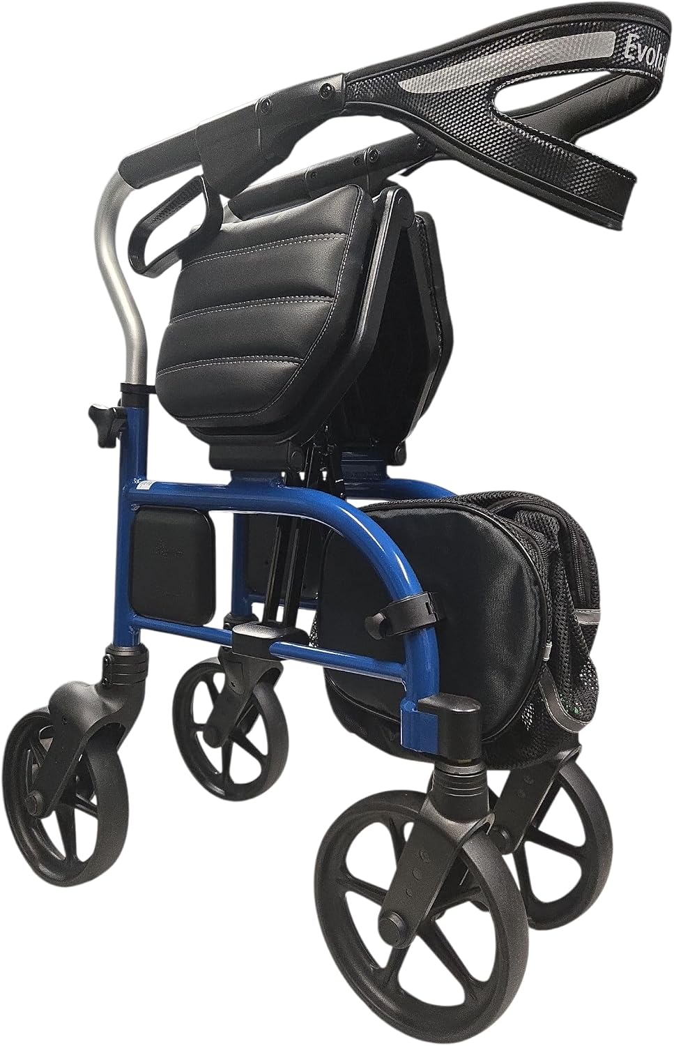 Evolution Trillium Lightweight Walker Rollator with Seat, Wheels, Brakes for Indoor, Outdoor Mobility, Regular Blue