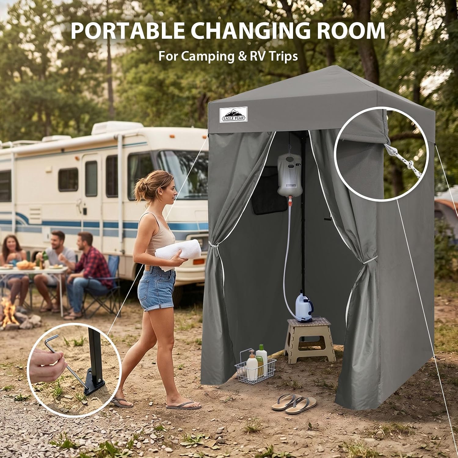 EAGLE PEAK 4x4 Pop Up Changing Tent, Outdoor Changing Room, Gray/White