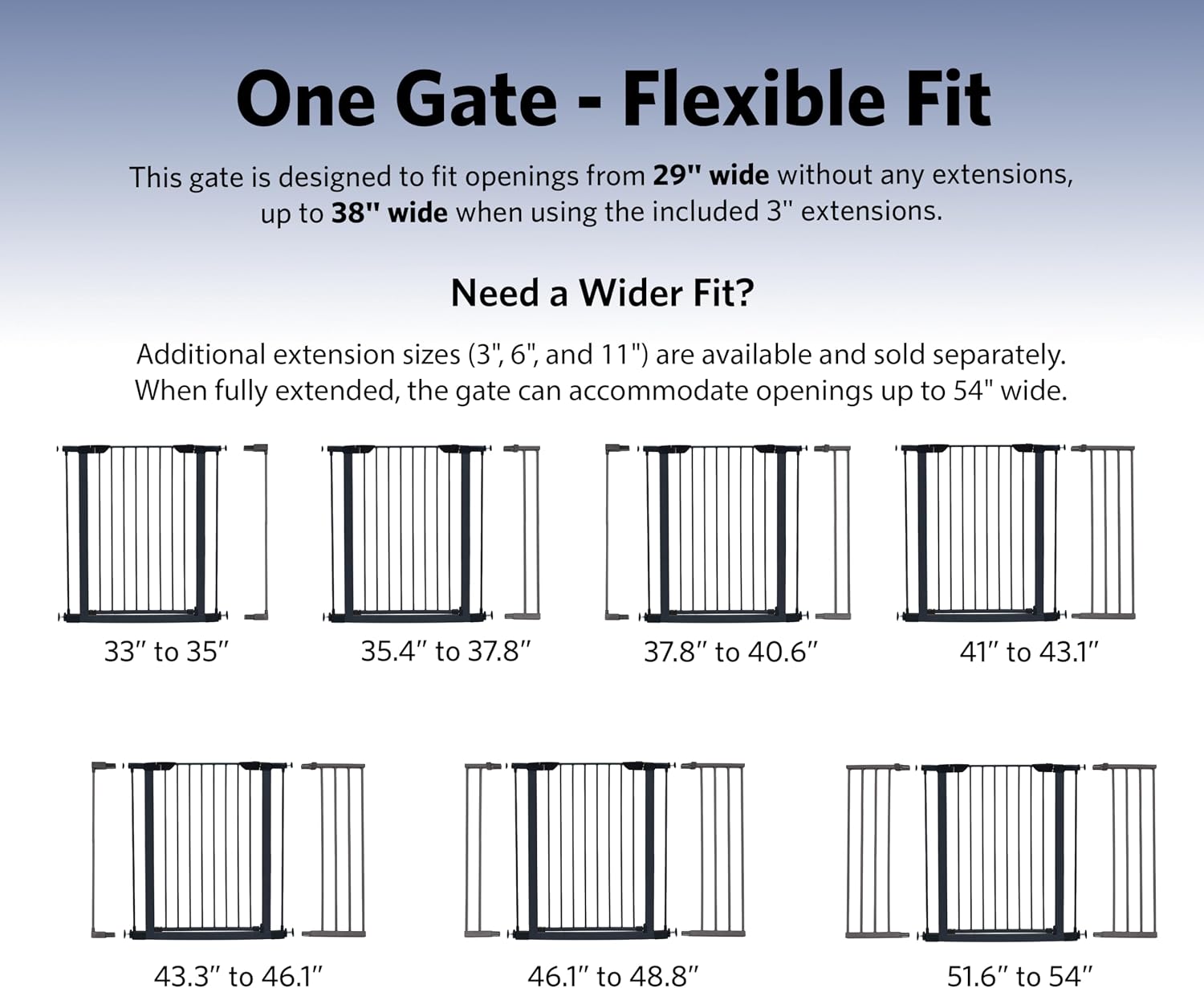 Midwest Homes 39-Inch Steel Walk-Thru Dog Gate, Expands to 38" | Pressure Mounted, Expands 29.5"- 38" Wide, Auto-Close Door, Spring-Loaded Latch, Includes Two 3" Extensions