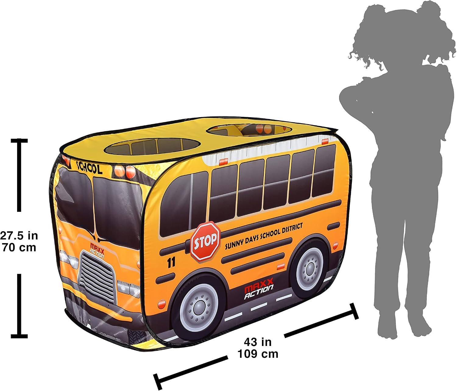 Sunny Days Entertainment Pop Up School Bus – Indoor Playhouse for Kids | Yellow Vehicle Toy Gift for Boys and Girls