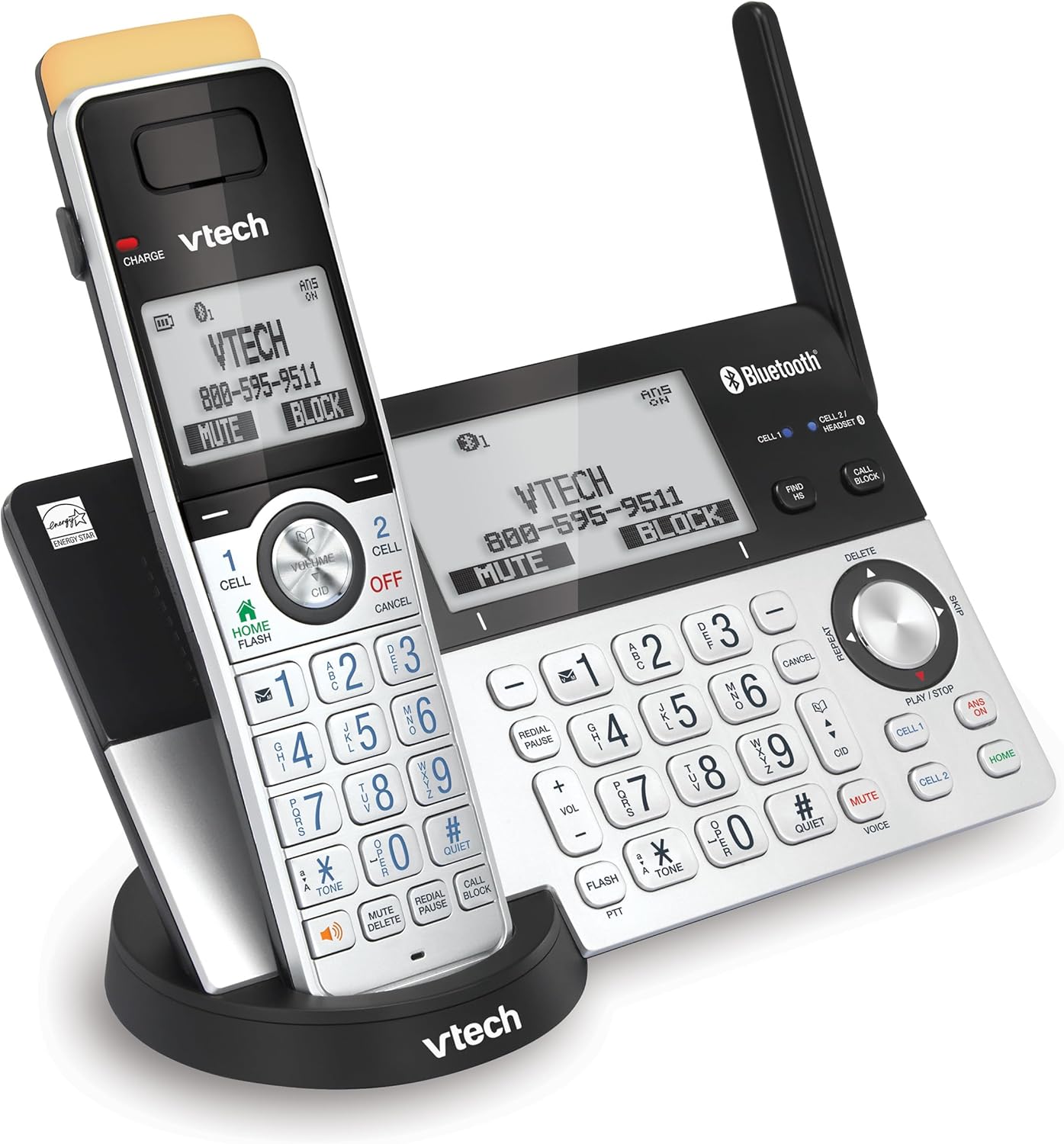 VTech IS8151-5 Super Long Range 5 Handset DECT 6.0 Cordless Phone for Home with Answering Machine, 2300 ft Range, Call Blocking, Bluetooth