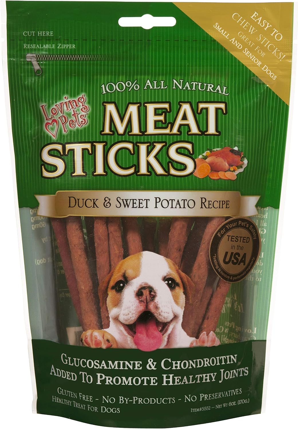 Loving Pets Gourmet Meat Sticks - Sweet Potato and Chicken Recipe, Dog Treats, 8oz