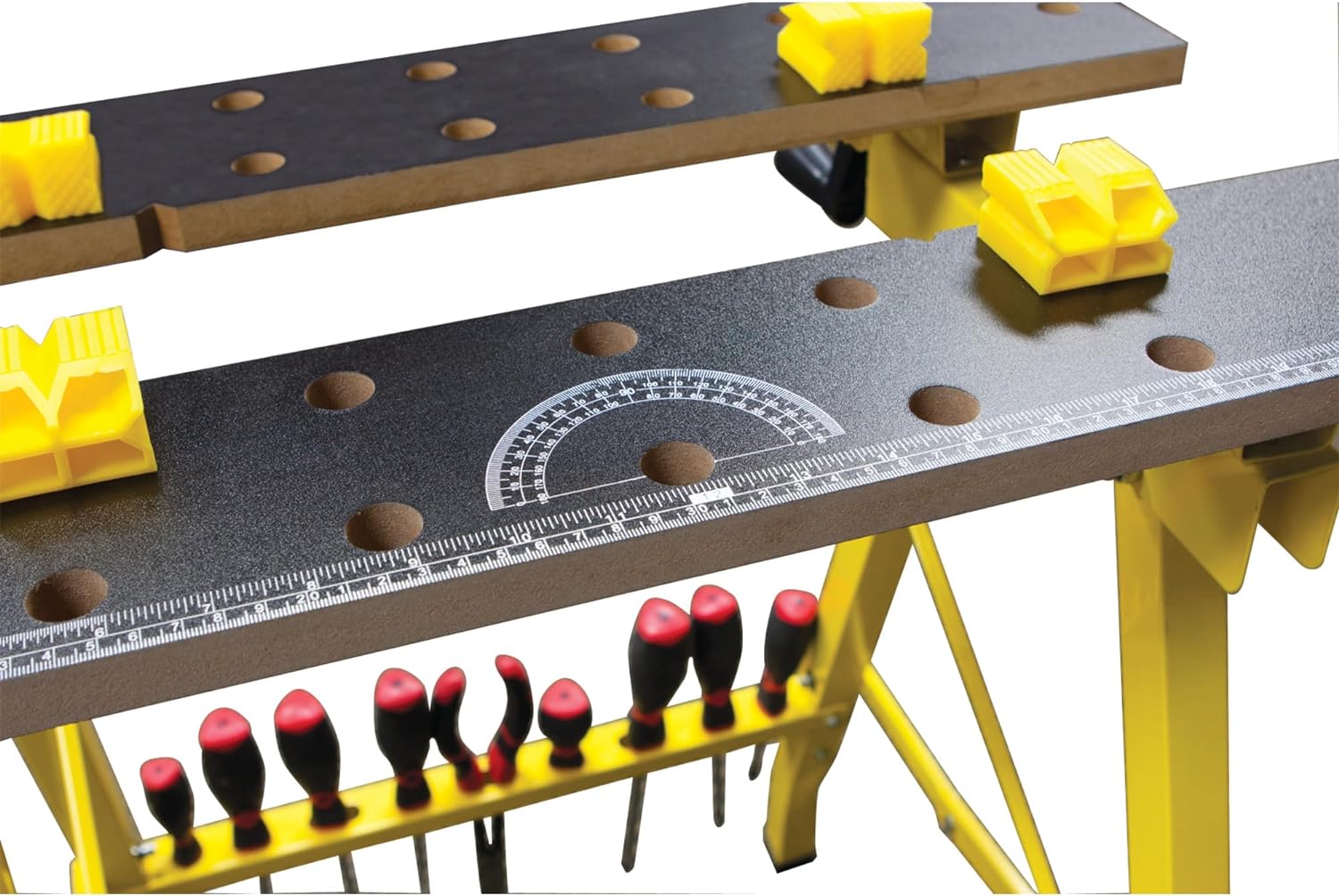 Performance Tool W54025 Portable Folding Workbench and Vise | 200 lb capacity folding work table. Printed grid