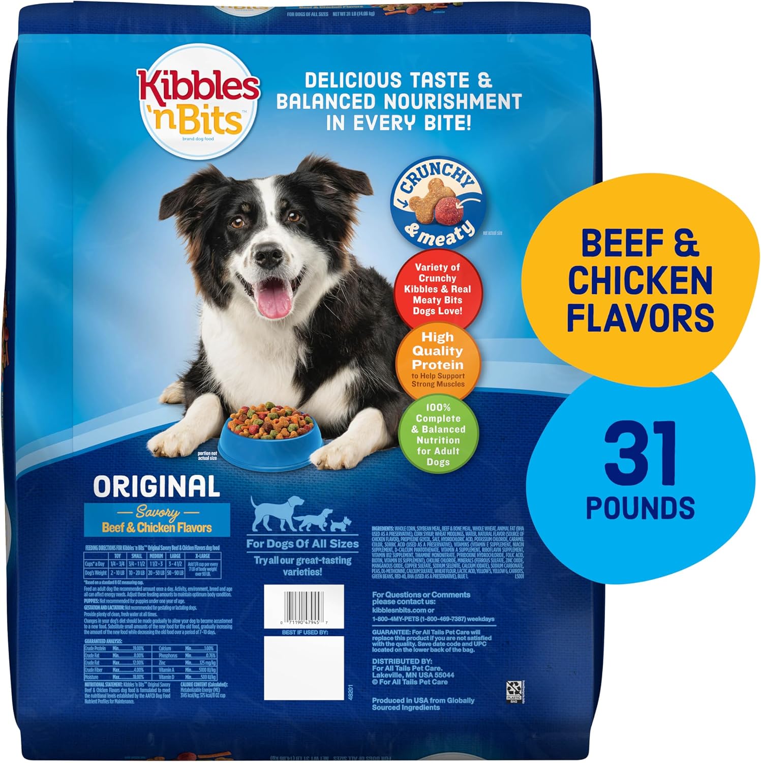 Kibbles 'n Bits Original Dry Dog Food, Beef & Chicken Flavors, 3.5 lb. Bag | Complete & Balanced Nutrition Formulated For Adult Dogs With Essential Vitamins & Minerals, Crunchy Kibble Pieces