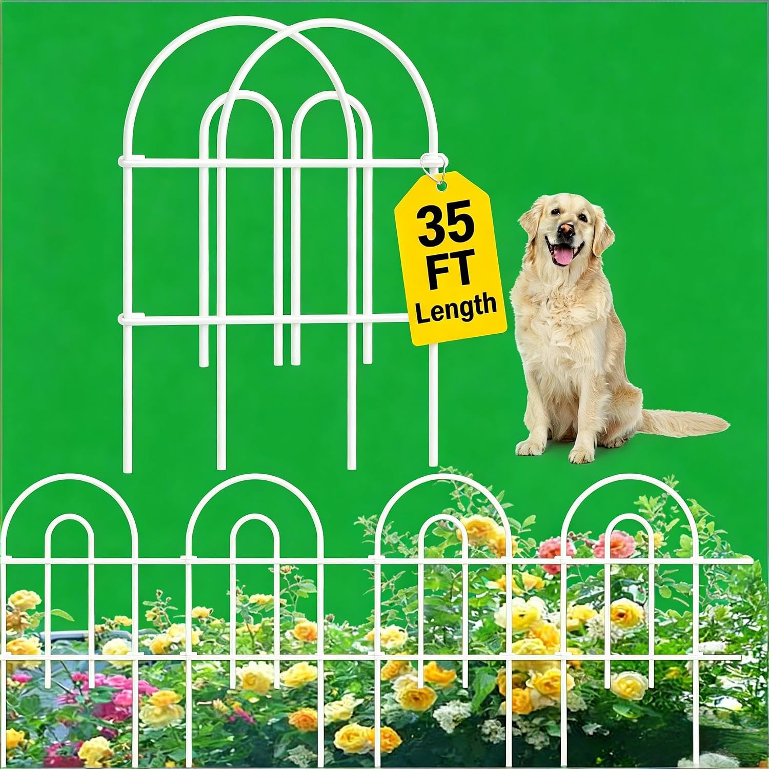 AMAGABELI 10 Panels 17in(H)×10ft(L) Decorative Garden Fences and Borders for Dogs No Dig Rustproof Metal Fence Panels Garden Edging Border Animal Barrier Fencing for Flower Beds Yard Patio Decor Black