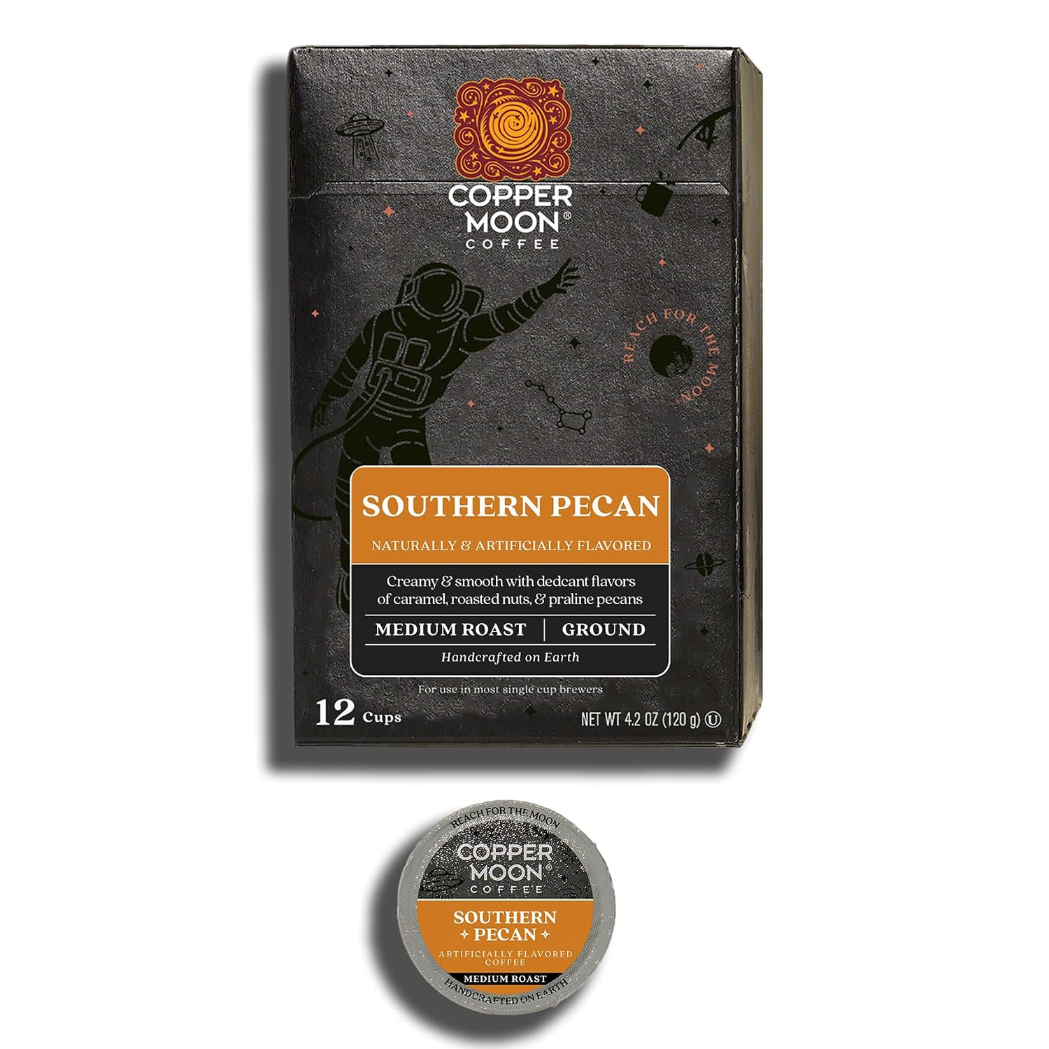 Copper Moon K-Cup Coffee Pods, Medium Roast, Hawaiian Hazelnut, 12 Count | 12 Count, Flavored Coffee, Vegan, Allergen Free, Non-GMO, Kosher, Small Batch Roasted, Compatible with Keurig K Cup Brewers