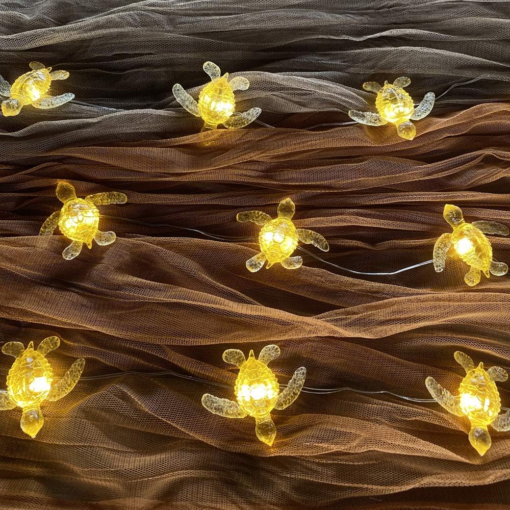 Beach Theme -Cute Green Sea Turtle String Lights- Ocean Fairy Decorative Lights- 10ft 30 LEDs -USB Powered -Multi-Function- Remote Control-Christmas