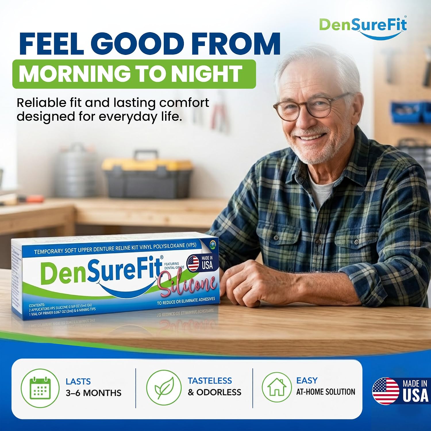 DenSureFit Upper Denture Reline Kit, Soft Silicone Liner