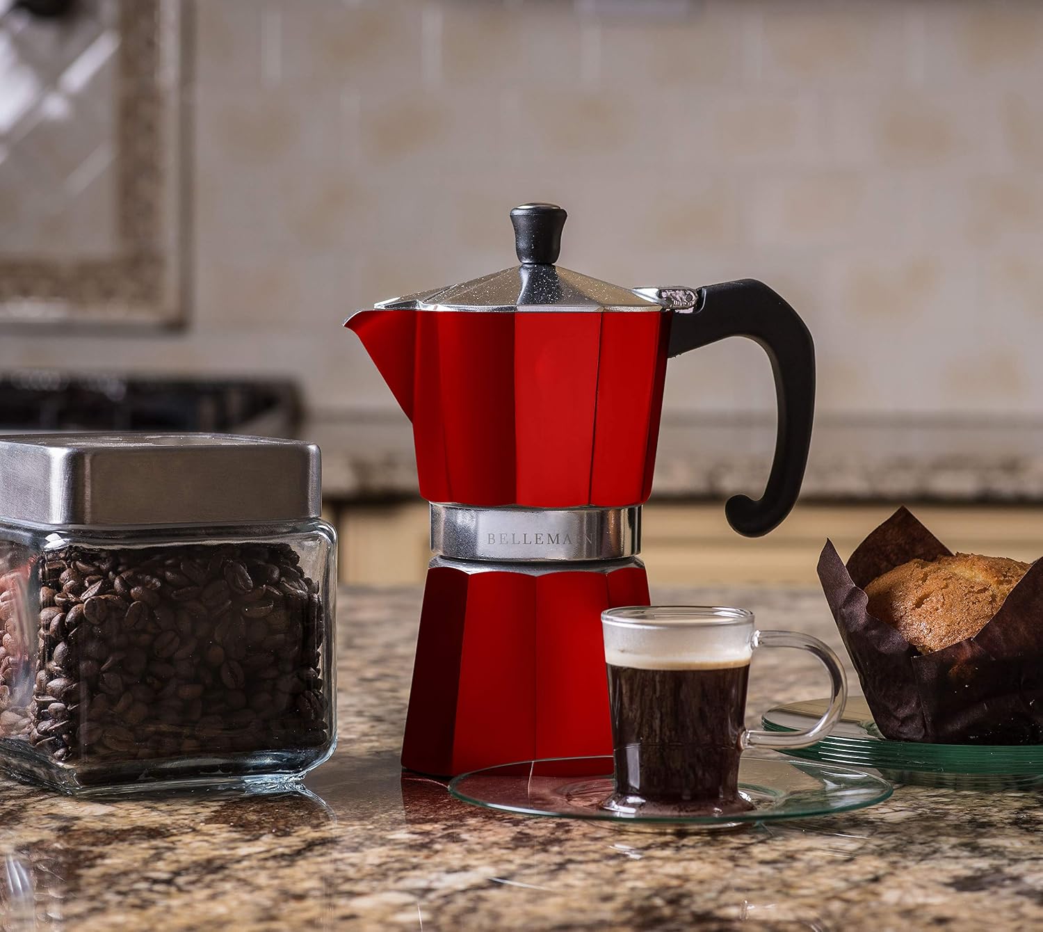 Bellemain Stovetop Espresso Maker, Italian Moka Pot, 6-Cup Silver | Classic aluminum design brews rich espresso at home or camping, with an easy-to-use and easy-to-clean design.