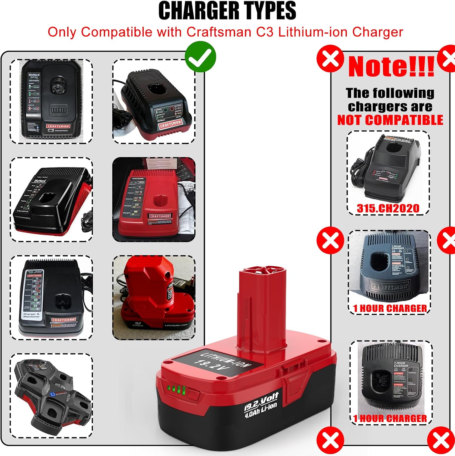 2Pack 6.5Ah C3 Lithium Battery Kits for Craftsman 19.2V Battery