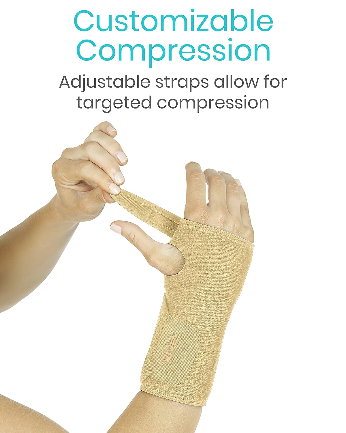 Vive Wrist Brace - Carpal Tunnel Hand Compression Support Wrap for Men | Women, Tendinitis, Bowling, Sports Injuries Pain Relief - Removable Splint - Universal Ergonomic Fit (Black, Right)