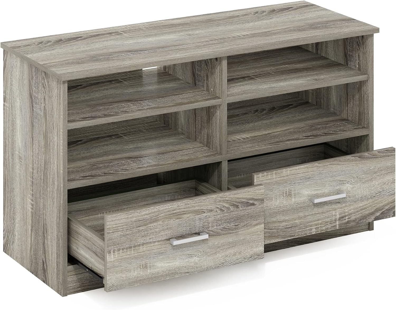 Furinno Fowler Multipurpose TV Stand Bookshelves, French Oak Grey