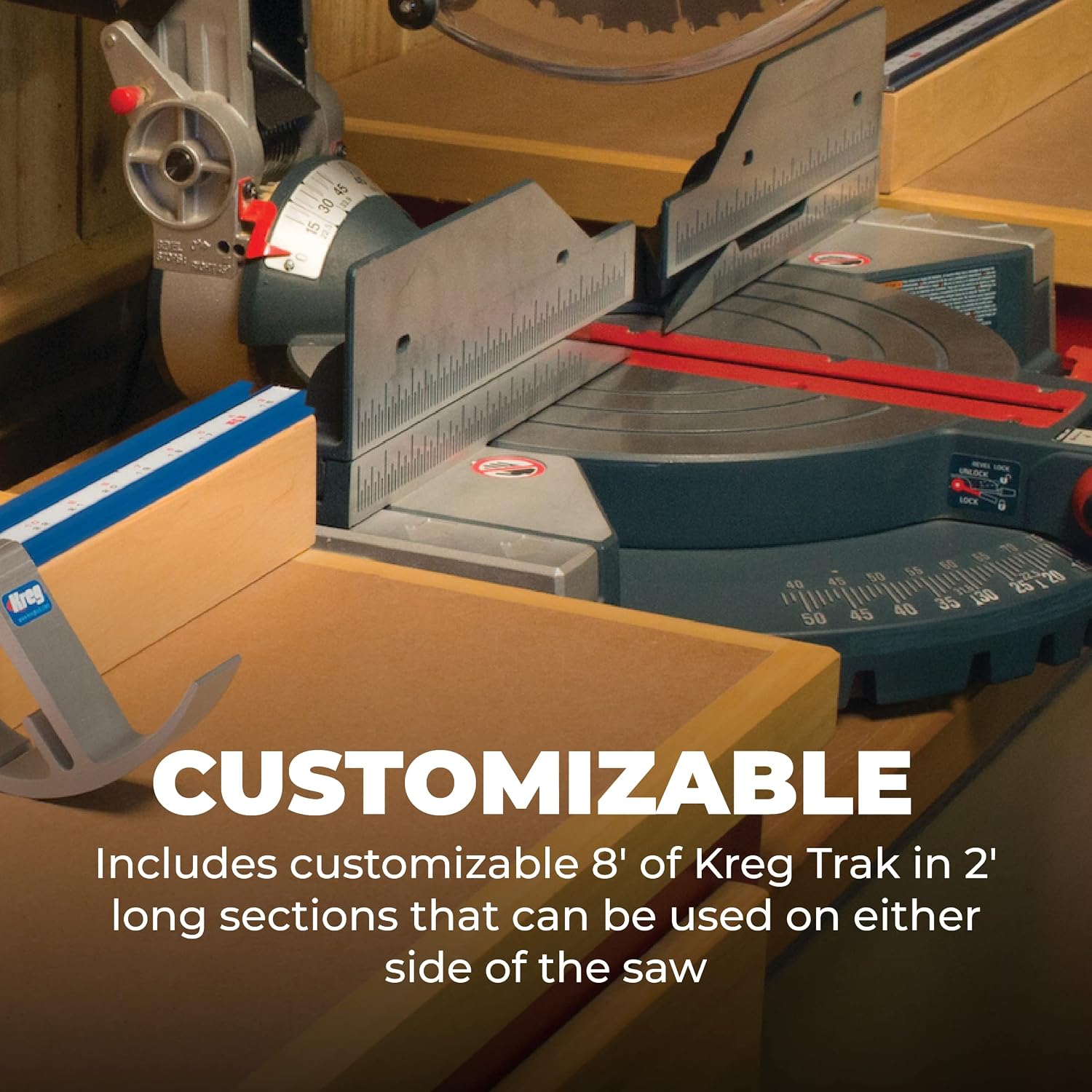 Kreg KMS8000 Precision Trak & Stops Kit - Track Guide for Miter Saw - Woodworking Saw Guide - Miter Saw Accessories - Woodworking Tools